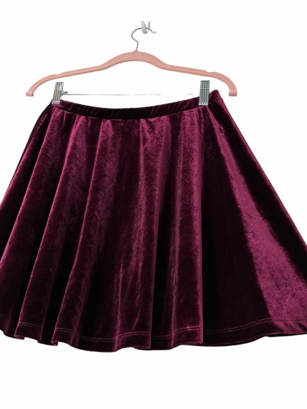 Cecico Velvet Circle Skirt in Plum